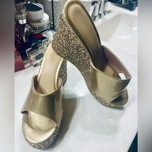 Gold Glitter Wedges - Size Eu 41